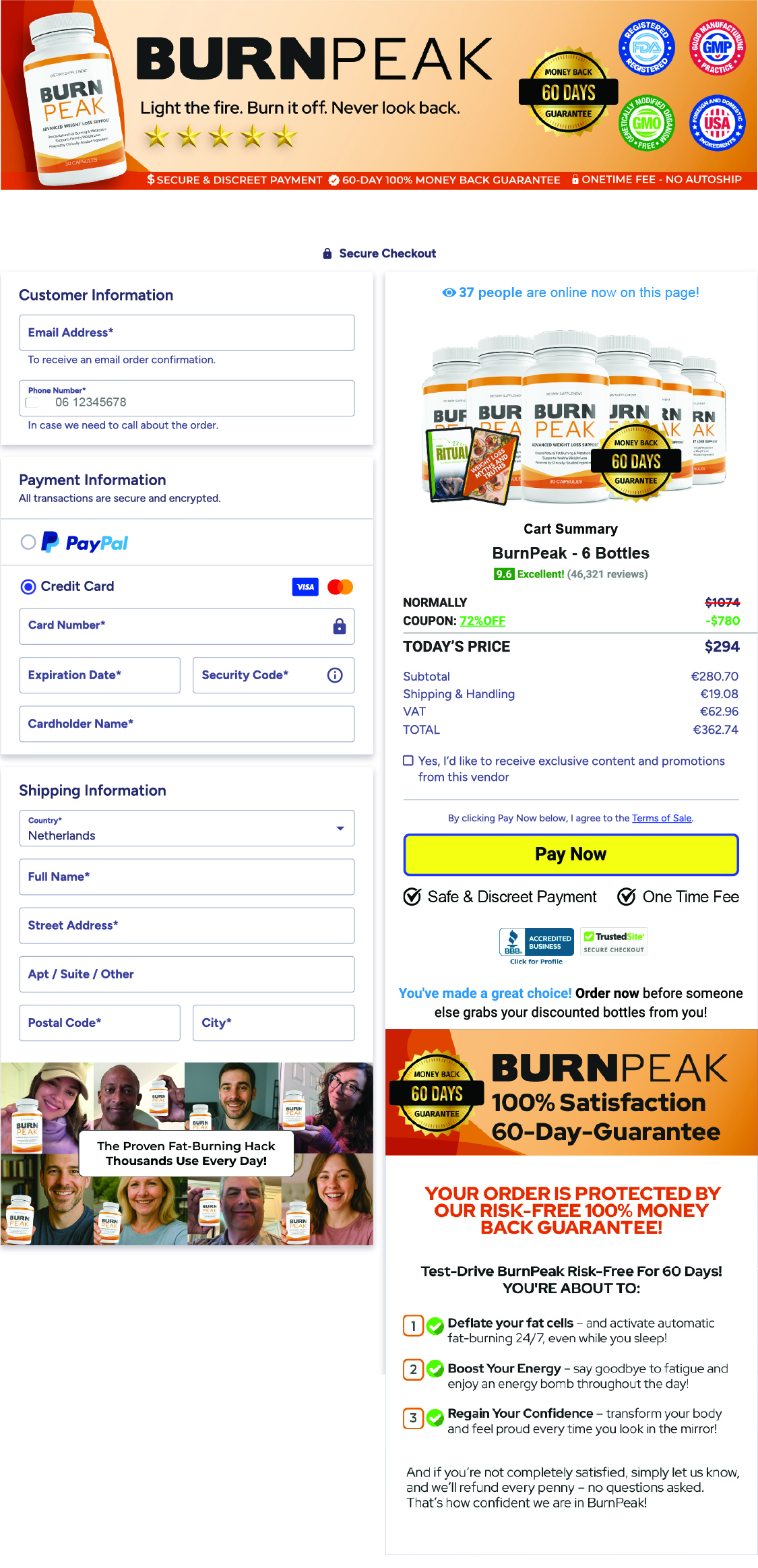 Burn Peak Official Website Secure Order Page